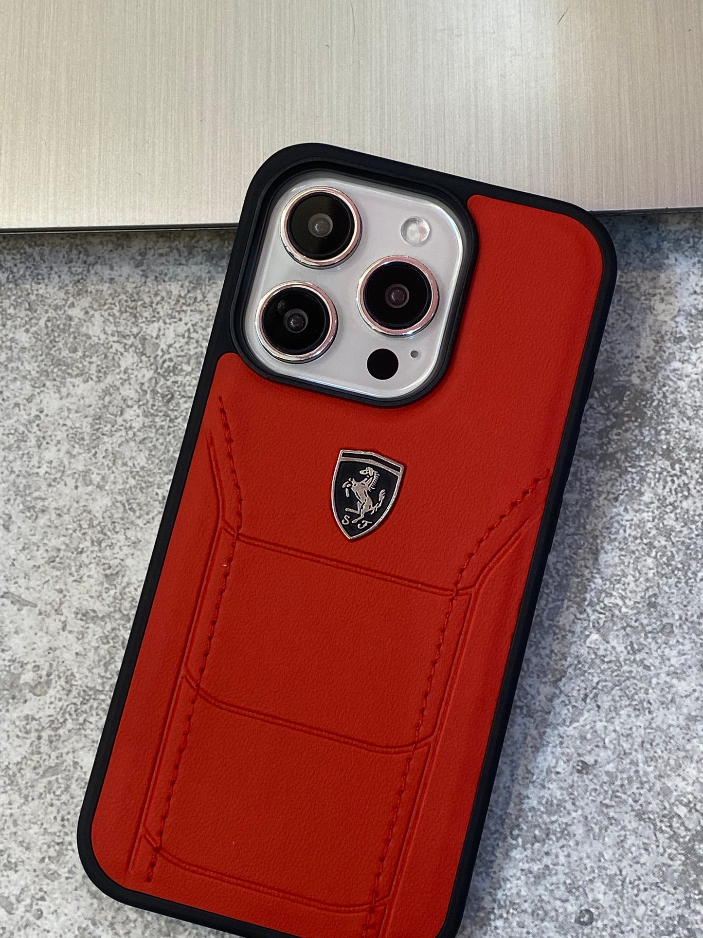 iPhone 14 FR Leather Stitched Mobile Case