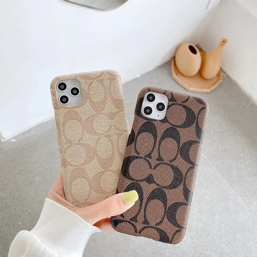 iPhone 14 Luxury Brand CC Leather Mobile Case Cover