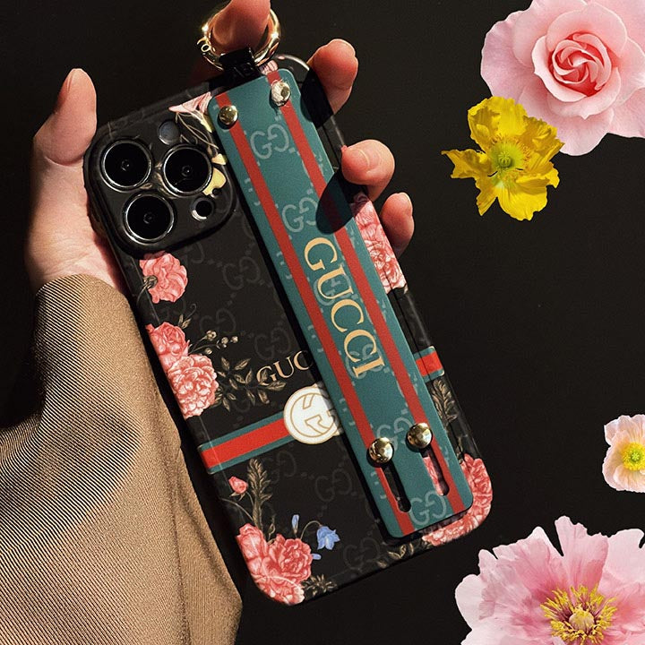 iPhone 16 Luxury Brand GG Wrist Belt Mobile Case