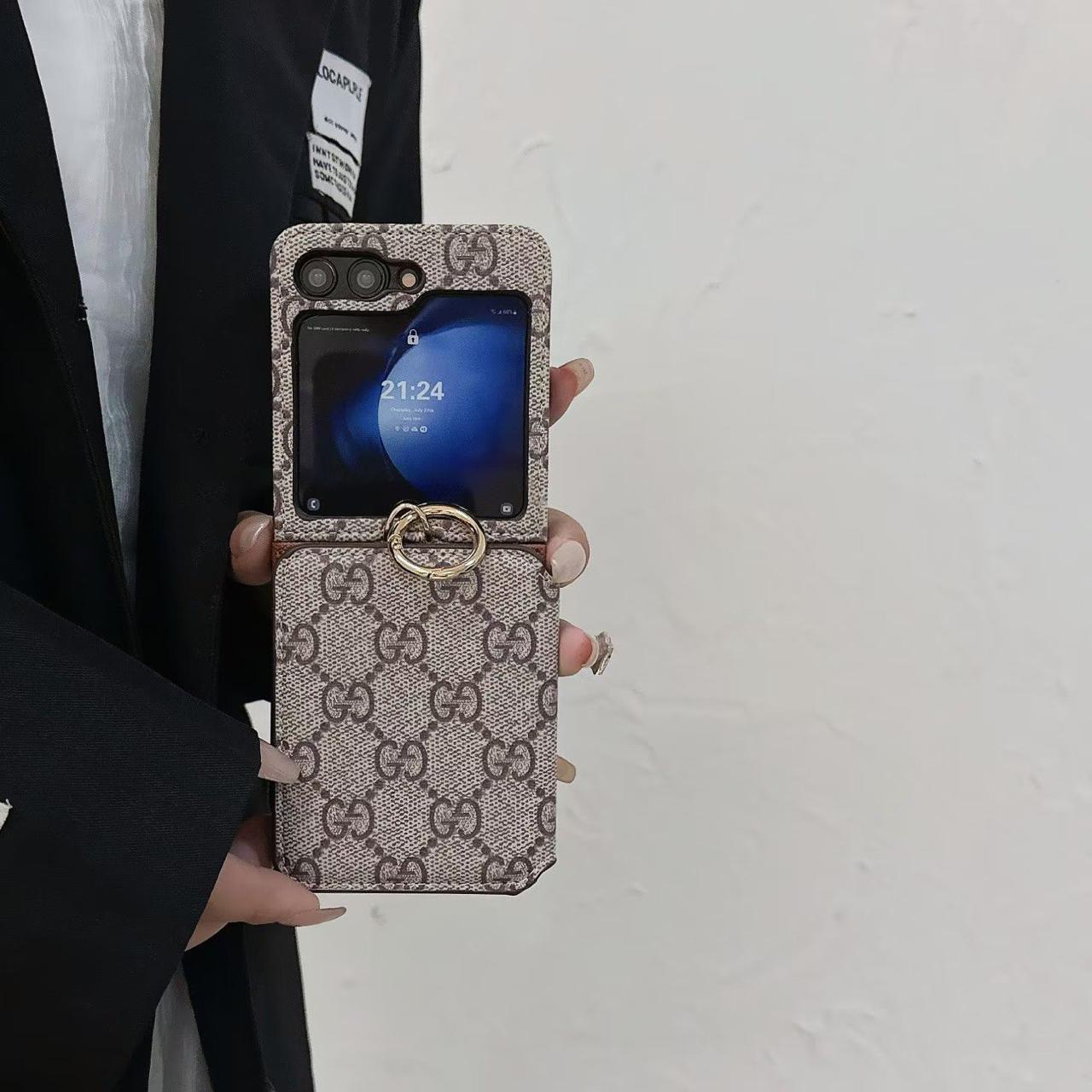 Samsung Galaxy Z Flip 6 Luxury Brand Card Holder Leather Mobile Case